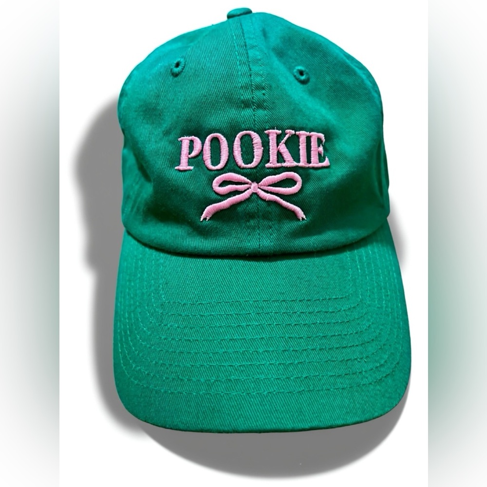 POOKIE 🎀 Embroiderd Hat - Green and Pink Hat/Cap - by mure + grand - NWOT